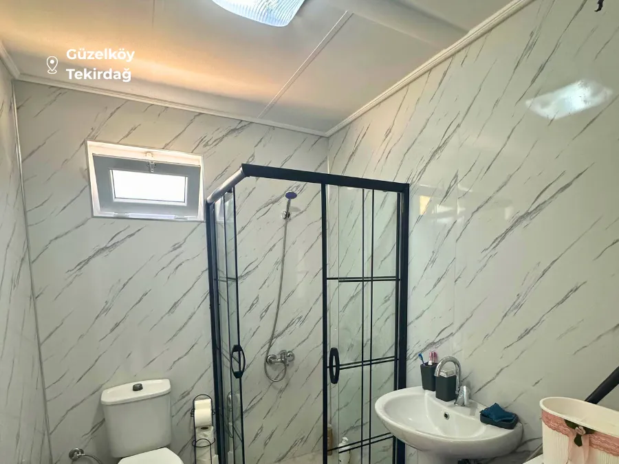 Güzelköy’de prefabrik ev banyo detayı