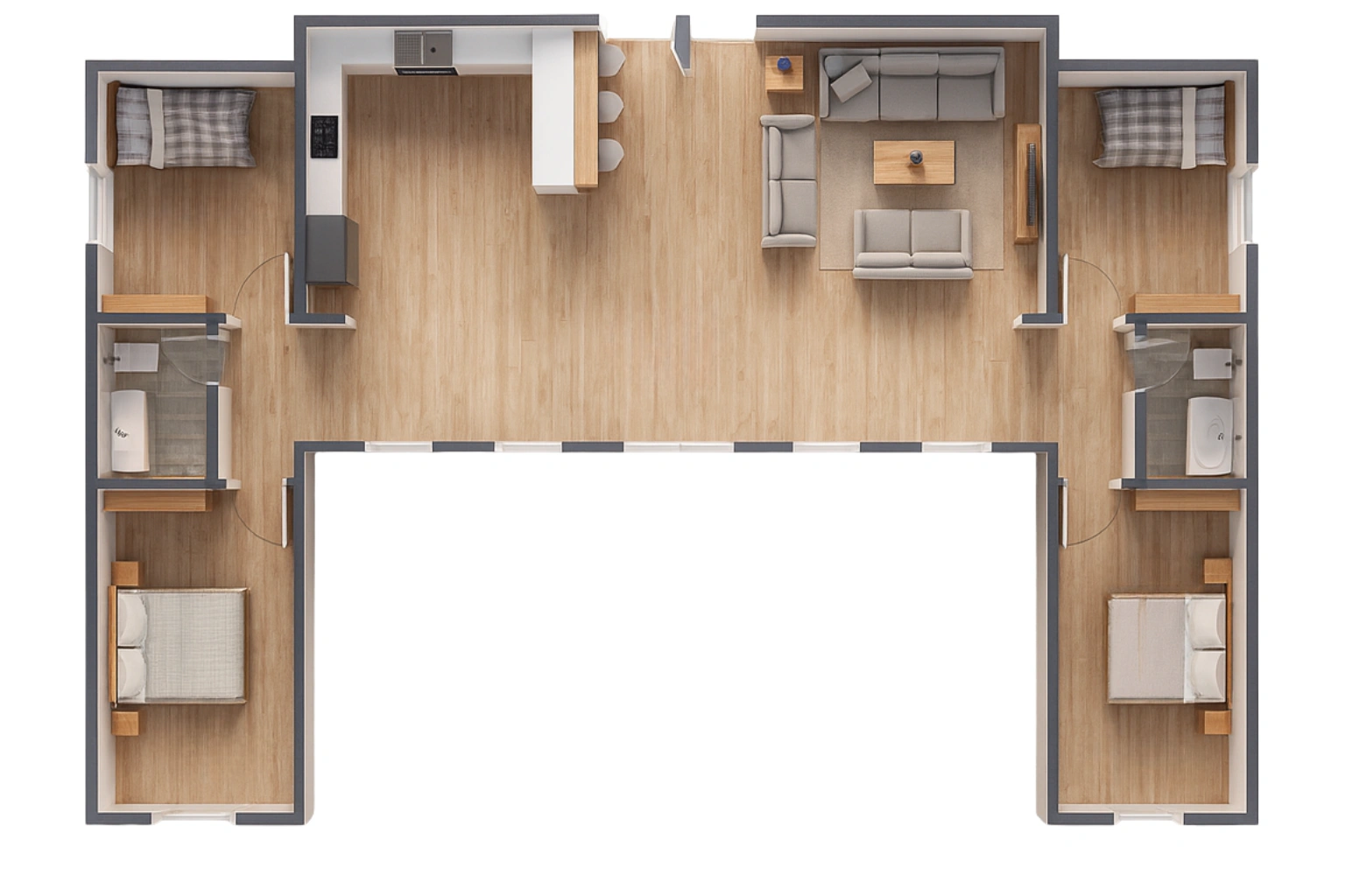 118 m² 4Plus1 Tek Katlı Çelik Ev Kat Planı | Hibrit Design