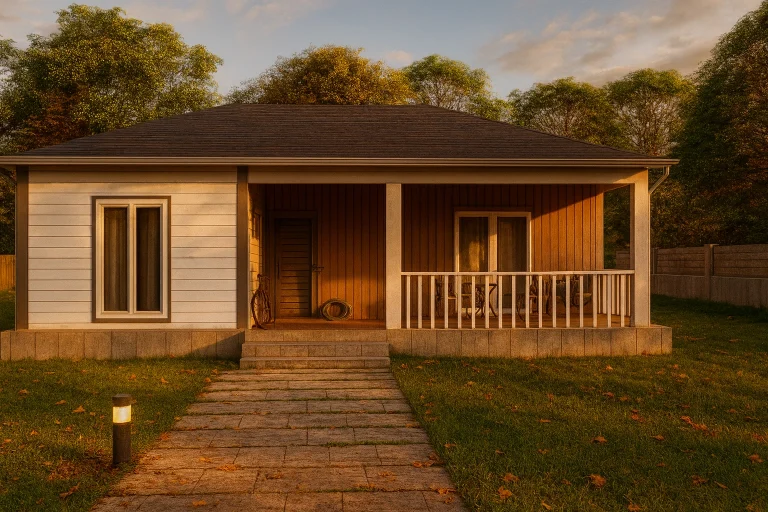124 m² 3Plus1 Tek Katlı Çelik Ev On Gorunum | Hibrit Design