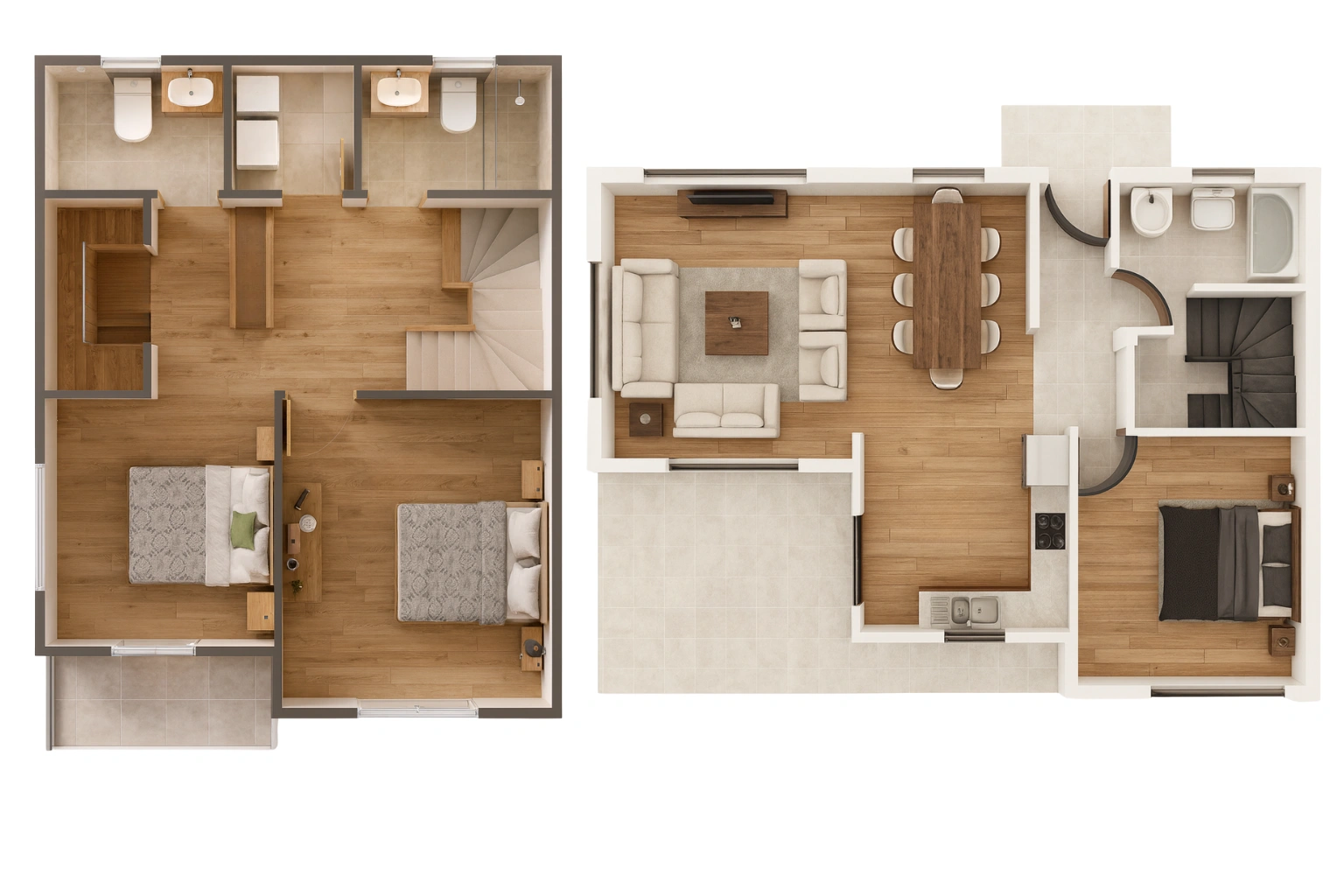 HDS-218 Iki Katli Çelik Ev Kat Planı | Hibrit Design