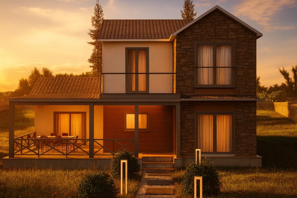 HDS-218 Iki Katli Çelik Ev Modern Mimari | Hibrit Design