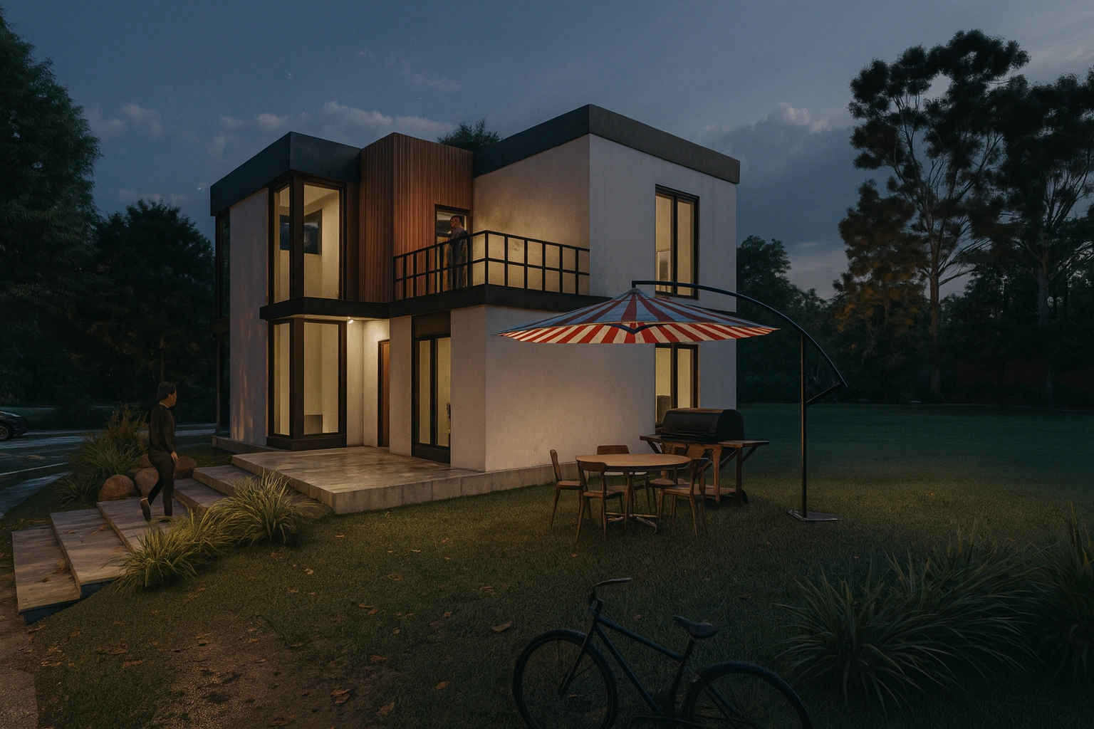 HDS-220 174 m² 3Plus1 Iki Katli Çelik Ev Modern Tasarim | Hibrit Design