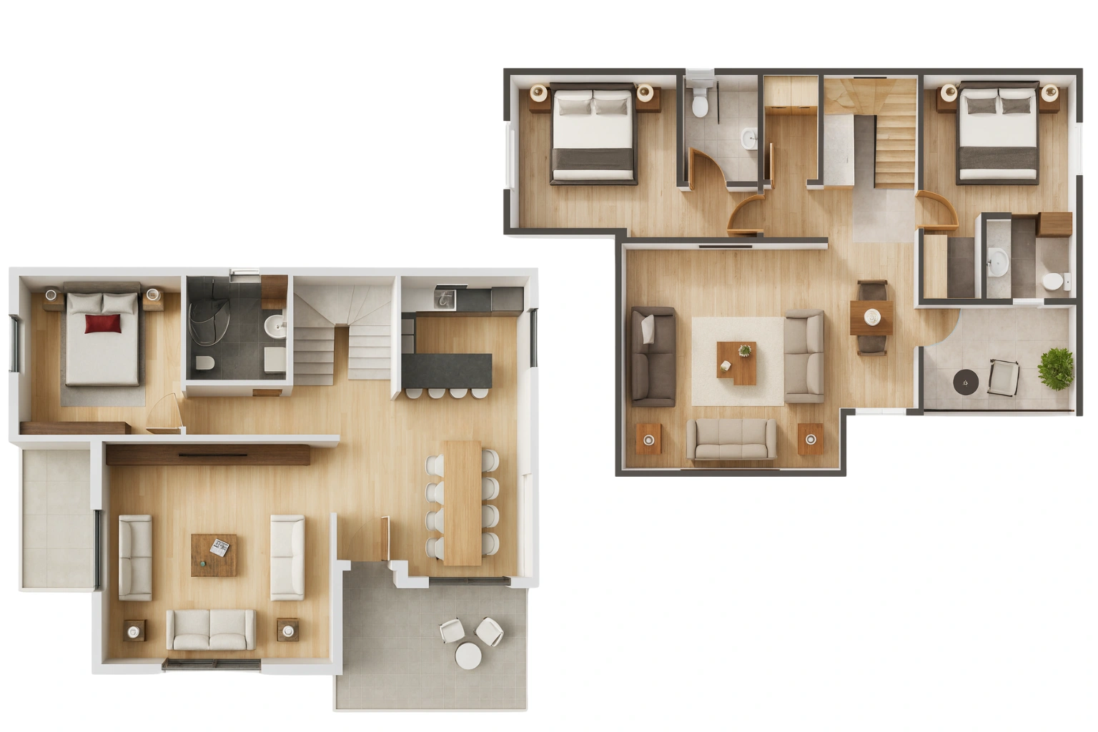 HDS-220 174 m² Genis Iki Katli Çelik Ev Kat Planı | Hibrit Design