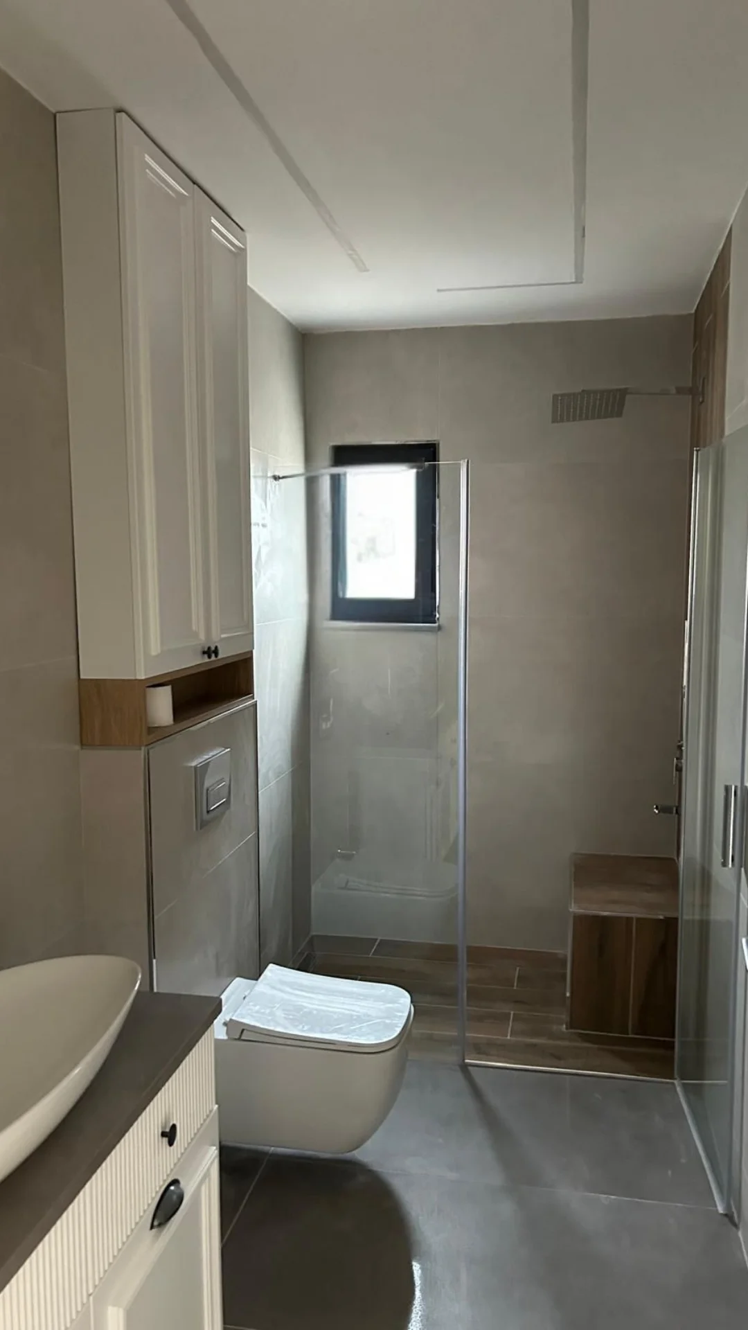 Çelik Ev Banyo Dus Kabin Gri Seramik – Prefabrik / Çelik Ev