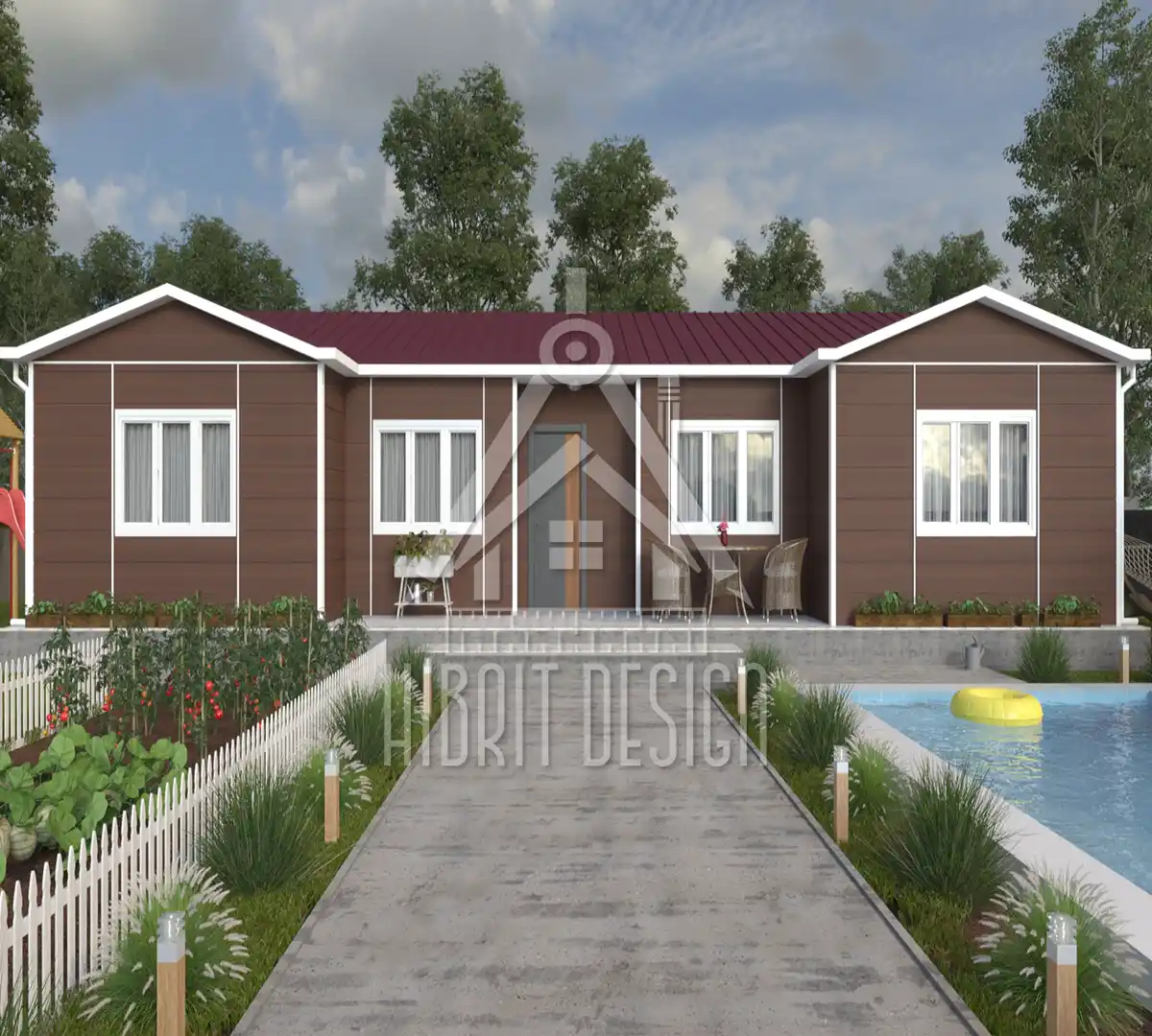 Tek katlı prefabrik ev hd 134